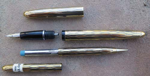 Lady Sheaffer Skripsert VIII Balicon Black on GoldFountain Pen and Pencil set